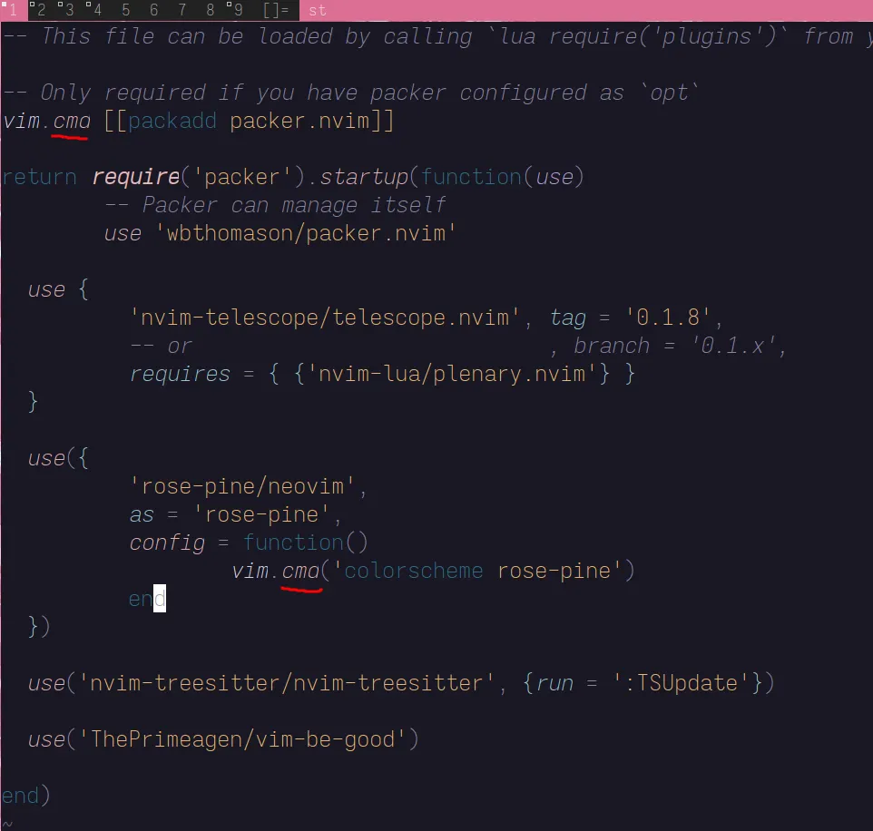 Neovim output showing incorrectly rendered italic 'd's.